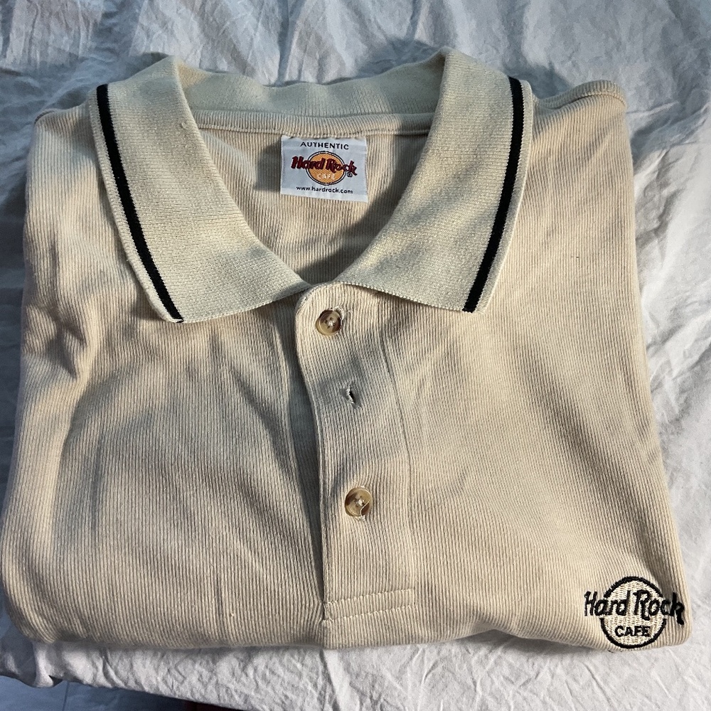 Beige Hard Rock Cafe polo shirt Las Vegas